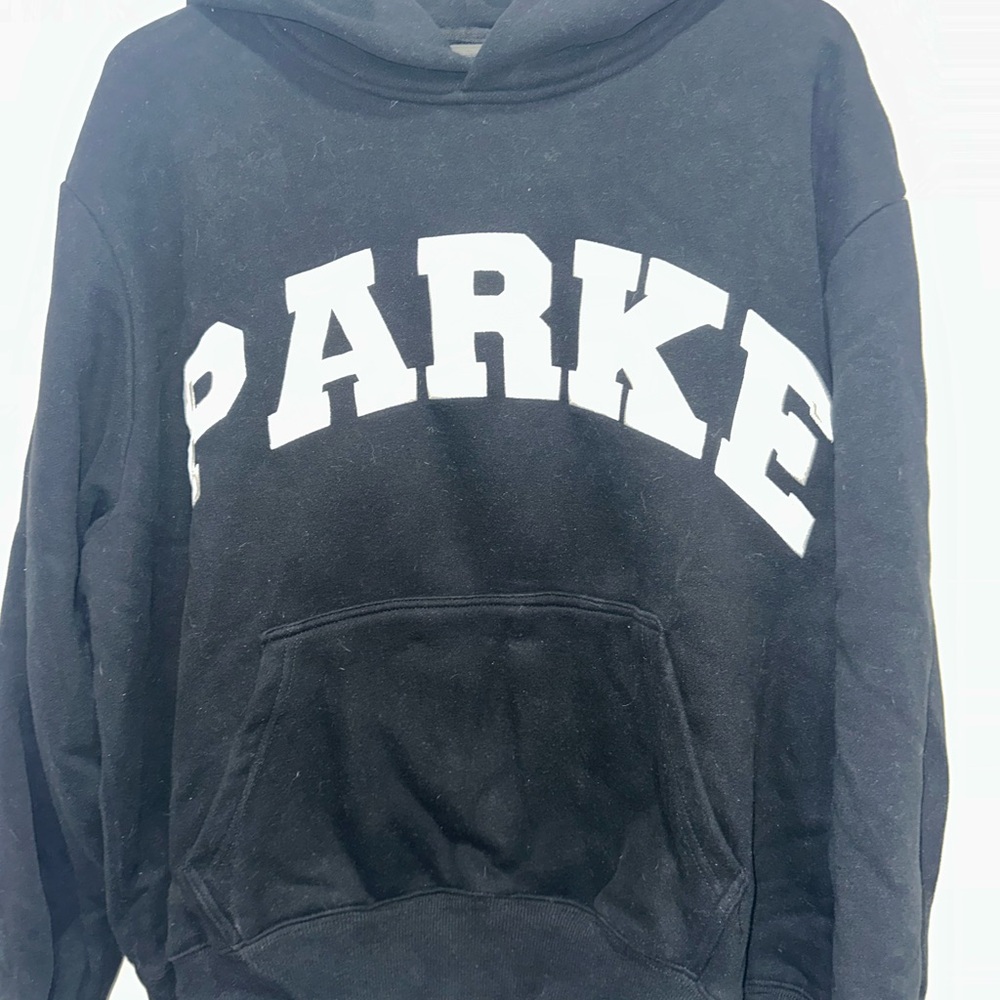 Parke L/XL Black Hoodie with White Print
